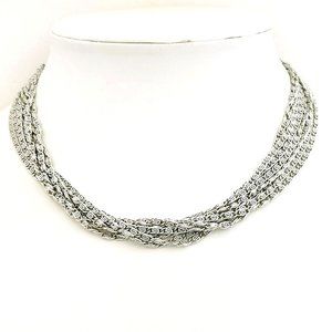 Vintage Sarah Coventry Lightweight 8-Strand Silver Tone Necklace/Choker - 15.25"